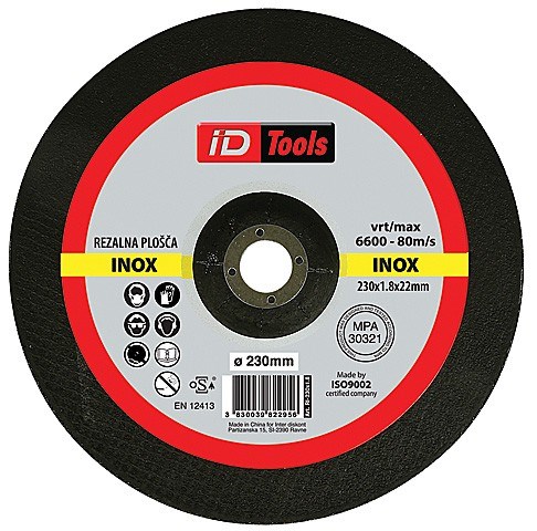 REZALNE PLOŠČE 230MM / TANKE / ZA INOX 5-DELNI SET RI-230X1.8 – komplet petih tankih rezalnih plošč premera 230 mm za učinkovito rezanje nerjavnega jekla.