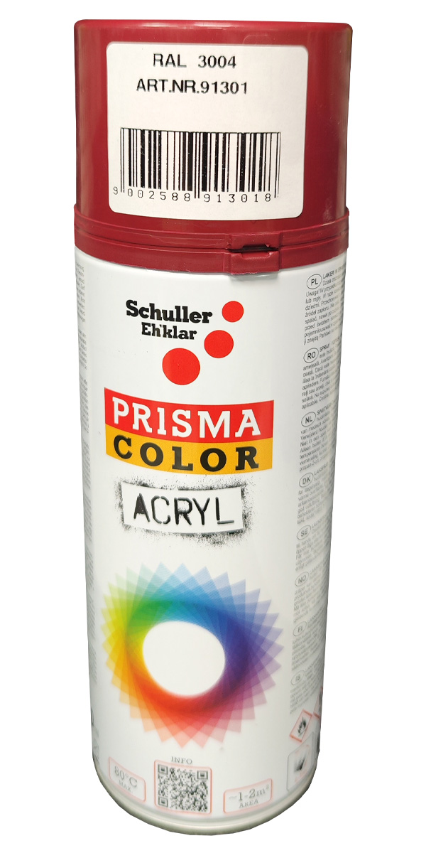 BARVNI SPREJ PUR PUR RDEČA 91301 AKRILNI RAL 3004 400 ML