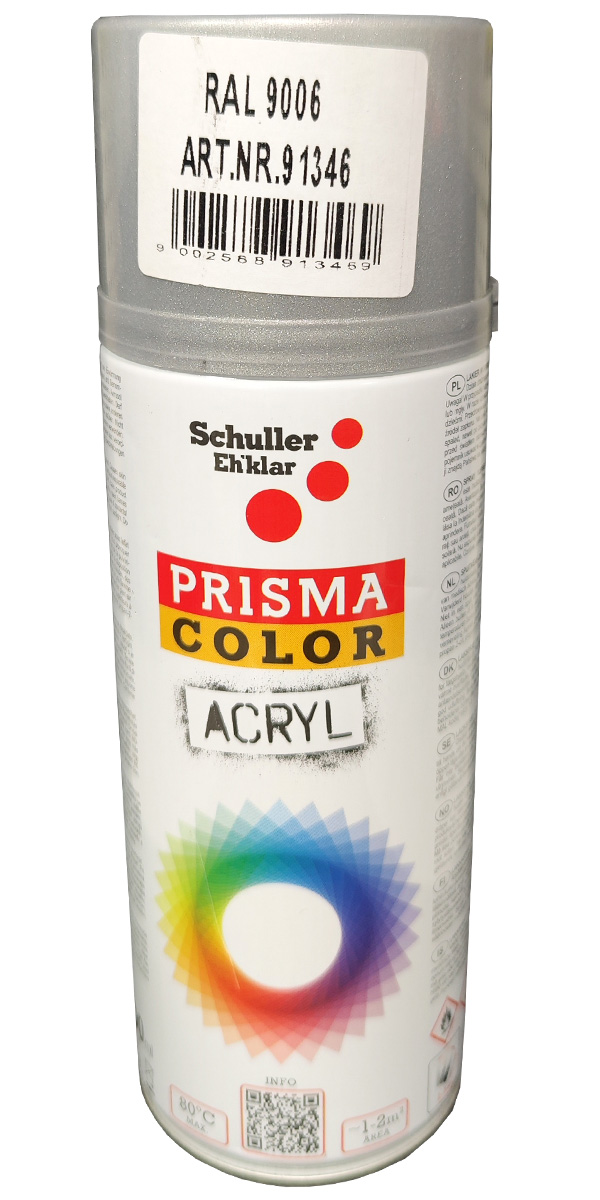 BARVNI SPREJ ALUMINIJ BELA 91346 AKRILNI RAL.: 9006 400ML
